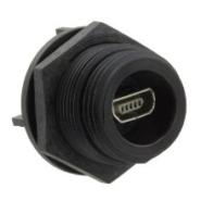 PX0458 Bulgin IP68 - Dust Tight, Waterproof Mini USB Type AB Connectors Panel Mount, Bulkhead - Front Side Nut Bulk