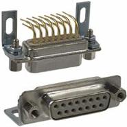 175-015-212R151 NorComp Receptacle, Female Sockets Mounting Hardware Mating Side, Female Screwlock (4-40) Gold