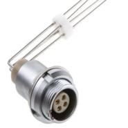 EEG.0B.304.CLV LEMO IP50 - Dust Protected 4 Positions Panel Mount, Flange; Through Hole, Right Angle Shielded