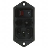 DD11.0113.1111 Schurter Receptacle, Male Blades - Module Unfiltered - Commercial Switch On-Off, Illuminated Quick Connect - 0.189" (4.8mm)