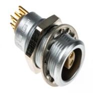 ERN.0S.304.CLL LEMO Gold Keyed Receptacle, Female Sockets and Male Pins Grounding Tab, Shielded