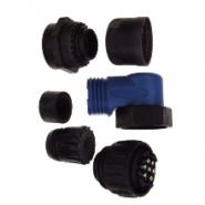 C016 30K006 100 10 Amphenol Sine Systems IP65/67 - Dust Tight, Water Resistant, Waterproof Free Hanging (In-Line), Right Angle Silver Plug, Male Pins