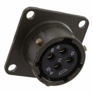 PT02A-12-4S Amphenol 4 Positions Receptacle, Female Sockets Gold Panel Mount, Flange
